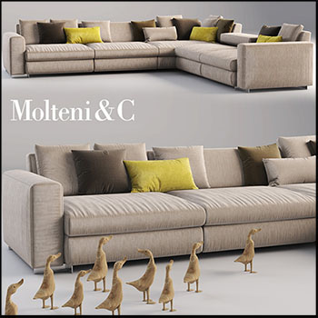 布艺转角沙发和沙发靠垫素材之家精选3D模型