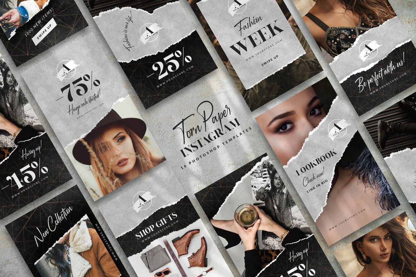 撕纸设计风格品牌促销/新品发布Instagram社交推广素材 Torn Paper Instagram插图(1)