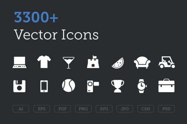 3300+矢量图标合集 3300+ Vector Icons Bundle