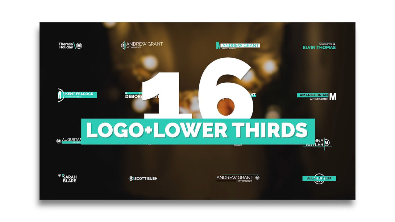 16个可改变文字和颜色较低的三分之一标题素材库推荐Pr模板