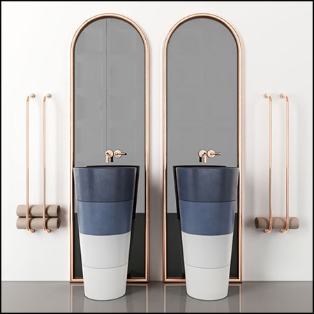 镜子和落地式洗手台洗脸池素材之家精选3D模型