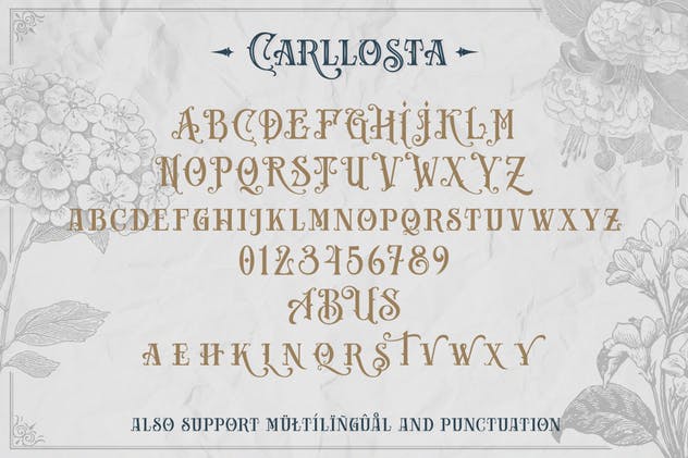 维多利亚风格复古英文衬线字体 Carllosta – Layered Font (+EXTRAS)插图(2)