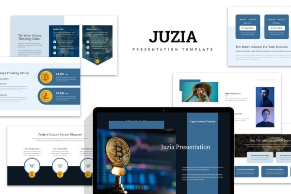 加密货币/区块链业务介绍素材库精选PPT模板 Juzia : Crypto Currency Business Powerpoint