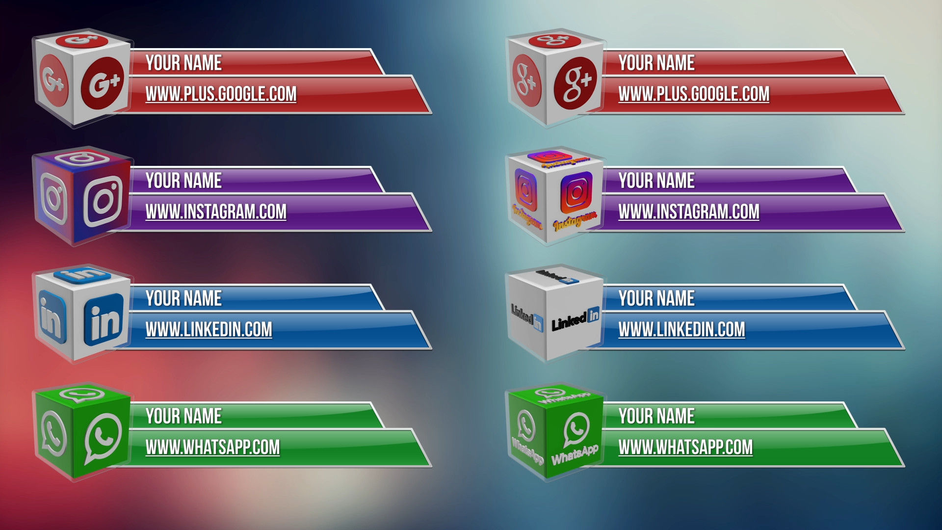 30个独特的社交媒体3D下三分之一动态动画素材库推荐PR模板