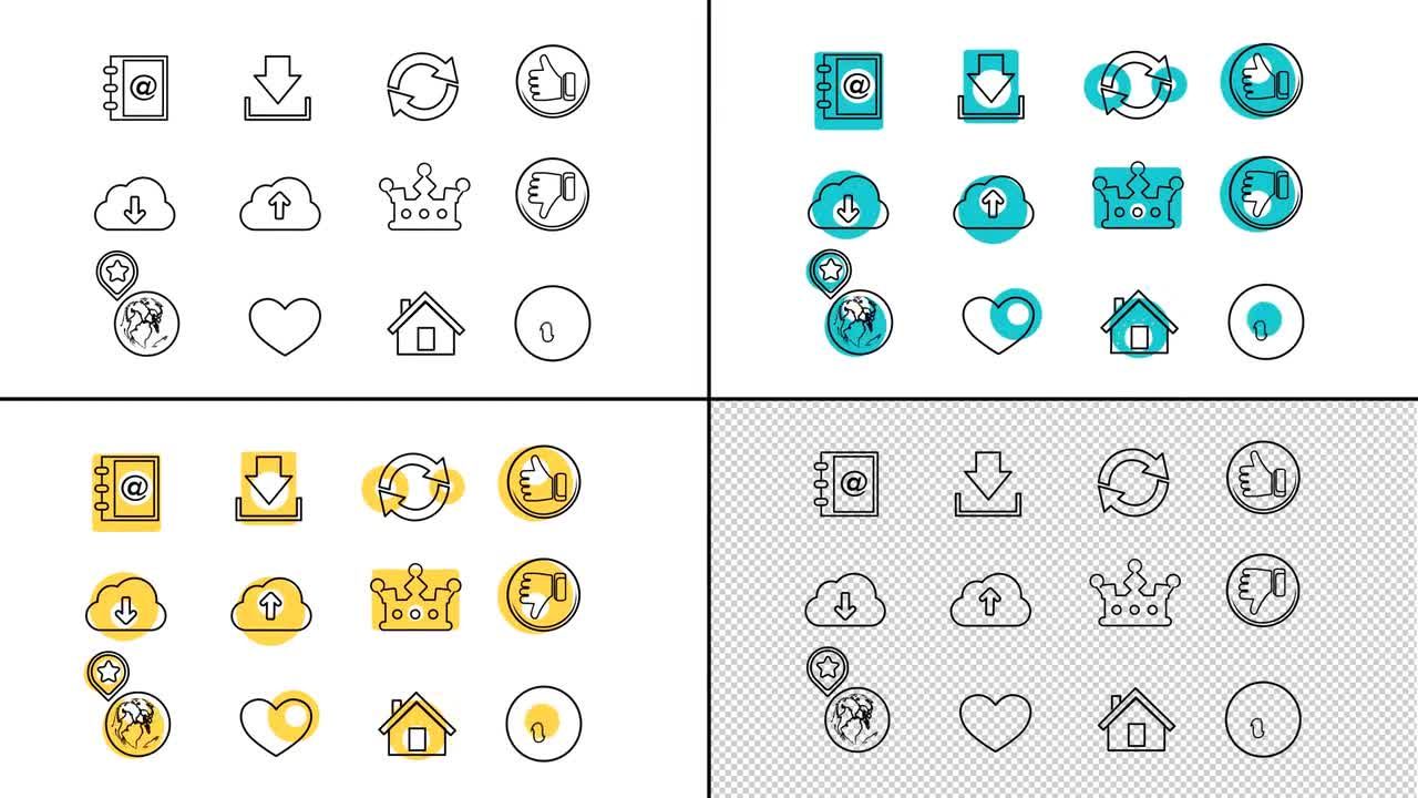 72个流行商务风格的动画图标素材库精选AE模板