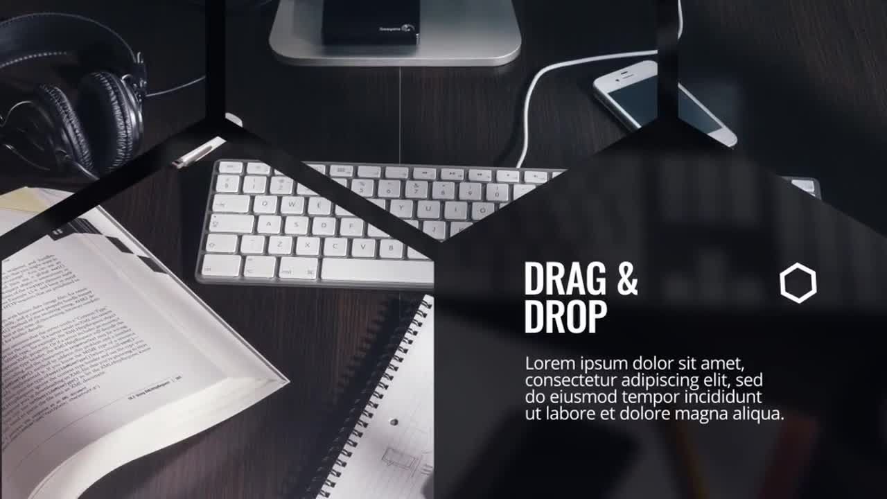 专业设计的翻转六边形遮罩时尚图片展示素材库精选AE模板