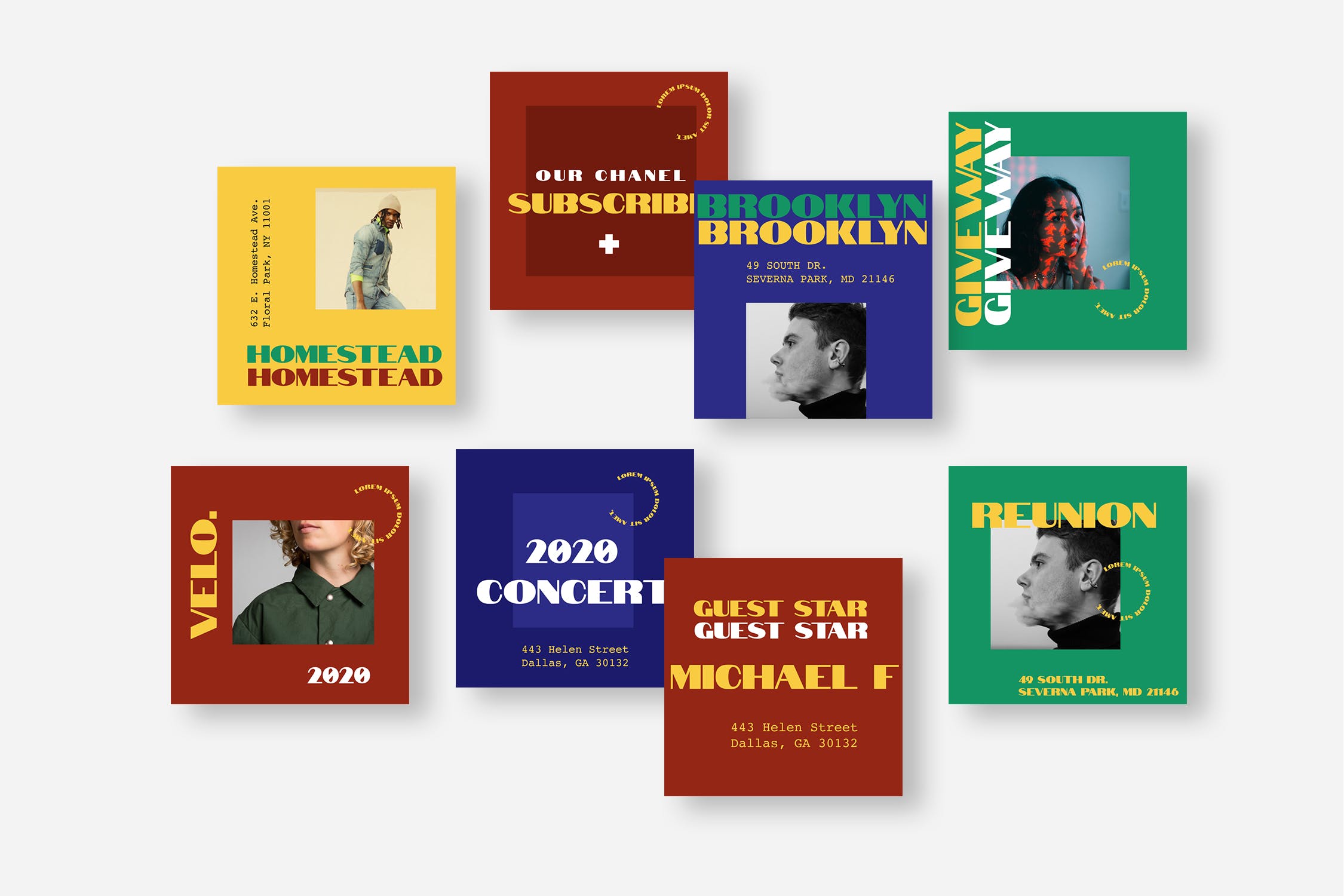 双色调标题版式设计Instagram贴图设计模板素材库精选 Six Duotone Instagram Post Template插图(3)