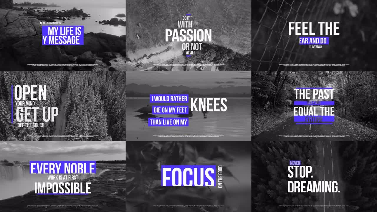 9个整洁的版式全屏标题动画素材库精选AE模板