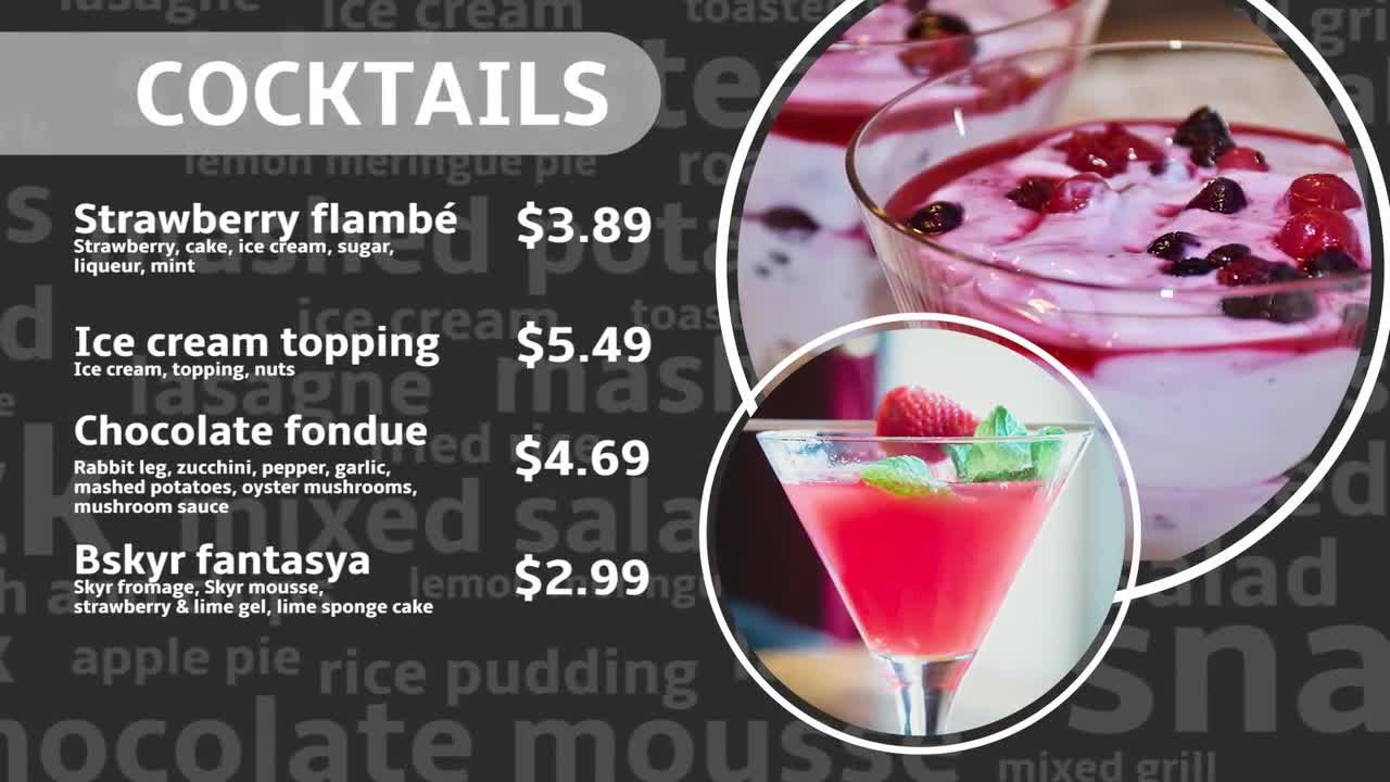 时尚的餐厅菜单幻灯片制作Pr模板