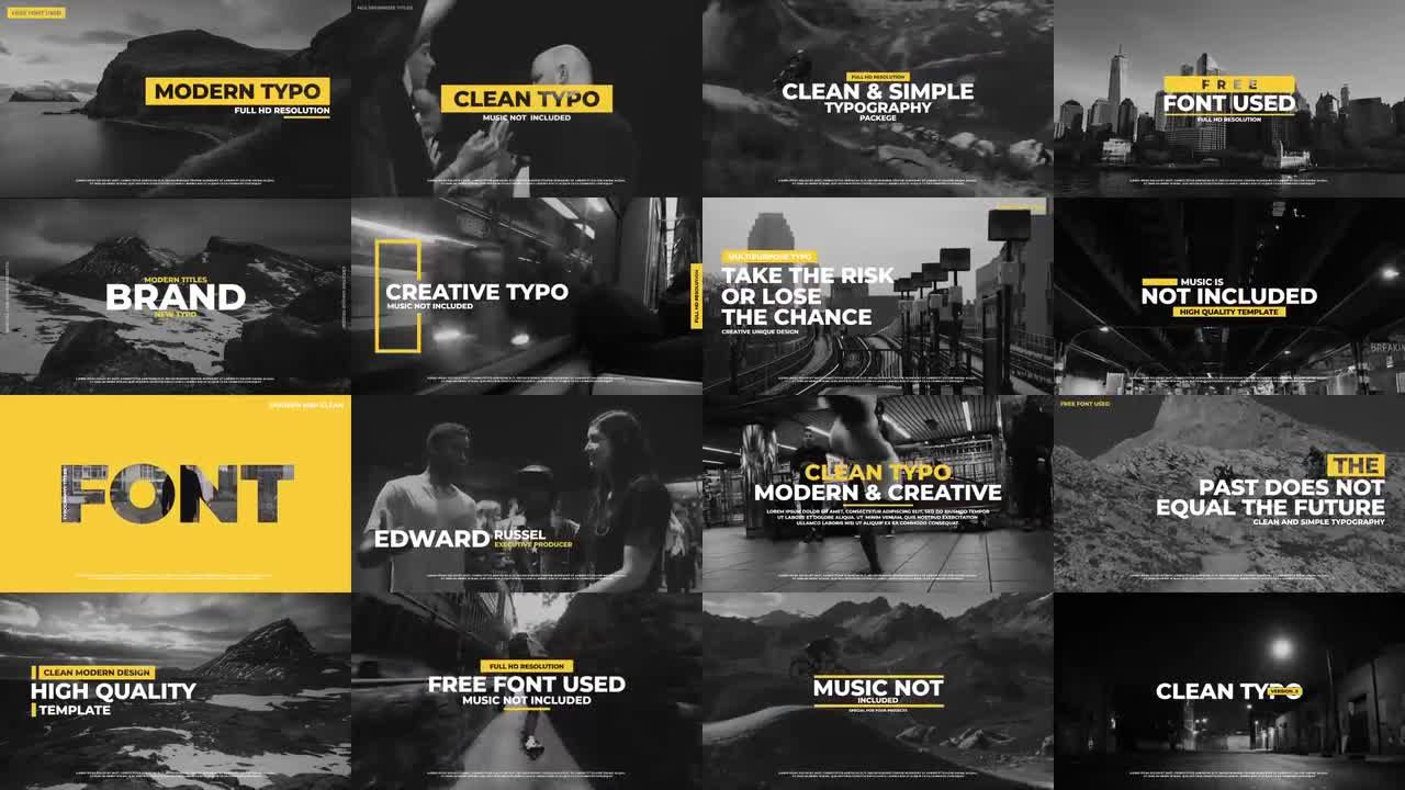 16个独特简洁文本动画素材库推荐PR模板