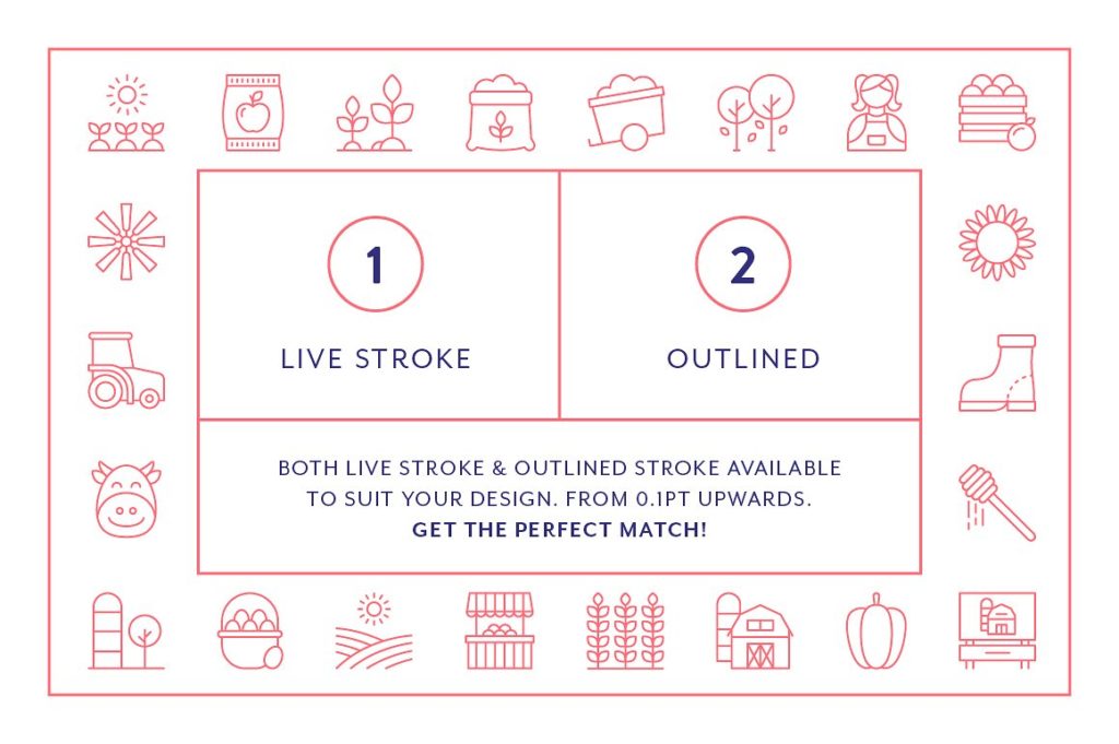 100枚有趣的农场主题线描图标打包下载[AI，PDF，SVG，EPS，PNG]插图(4)