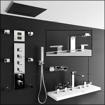 现代不锈钢水龙头淋浴组合素材之家精选3D模型