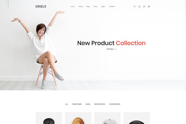 创意产品极简主义电商网站HTML模板素材库精选 Uniqlo – Minimalist eCommerce Template插图(1)