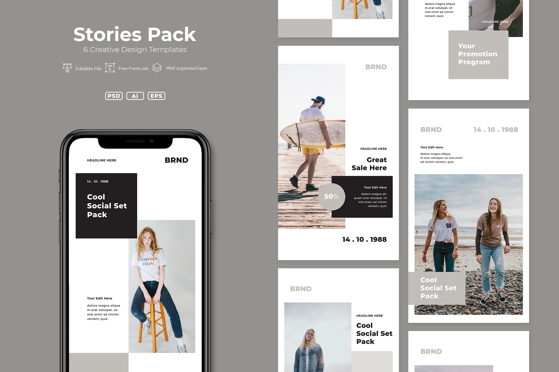 社交媒体自媒体品牌故事营销推广设计素材包v8 SRTP – Stories Pack. v8插图