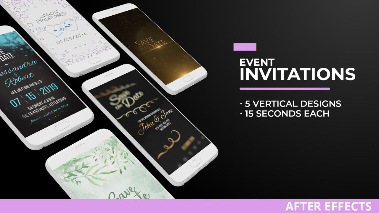 5种简洁精美的活动邀请函素材库精选AE模板