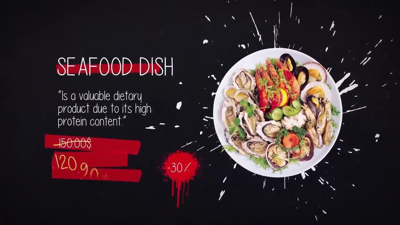 餐厅菜单展示文本动画过渡素材库精选AE模板