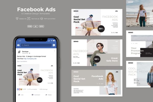 Facebook社交自媒体营销推广素材库精选广告模板v8 SRTP – Facebook Ads. v8