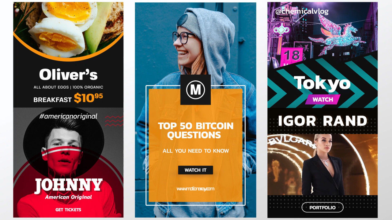 10个明亮创意时尚Instagram故事素材库精选AE模板