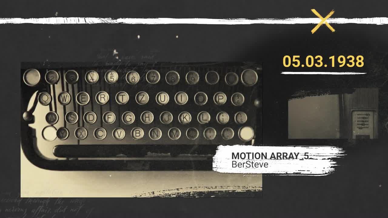 时尚的文本动画过渡效果历史记忆幻灯片Pr模板