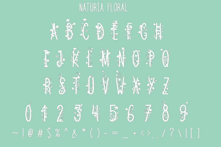 Naturia Floral Font & Bonus ExtrasRegular Font插图2