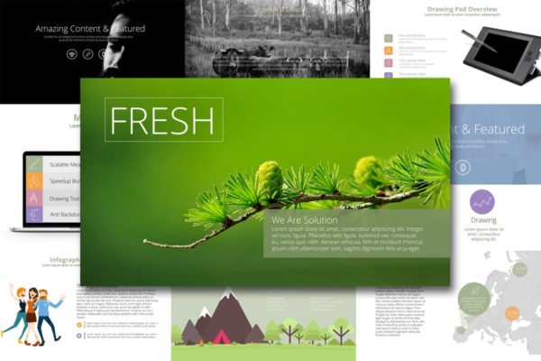 创意电子商务推广PPT幻灯片模板 Fresh Powerpoint