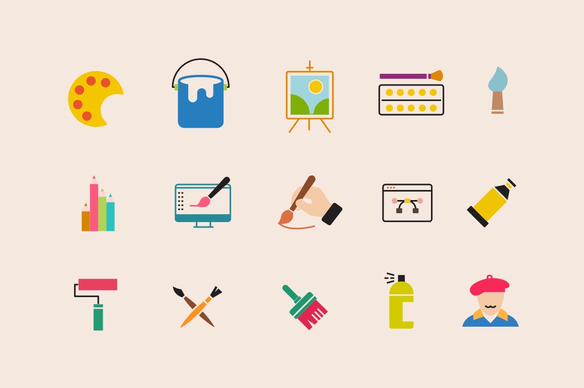 15枚绘画主题矢量图标 15 Painting Icons插图(1)