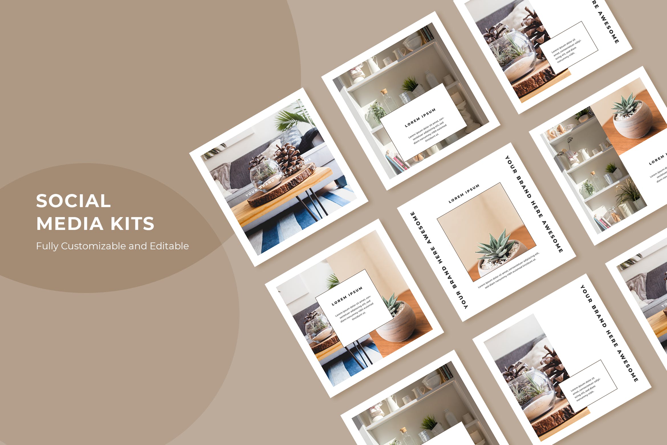 盆栽景观/室内设计品牌推广适用社交设计素材包v98 SRTP – Social Media Kit.98插图