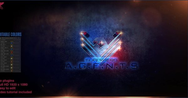 3D超级英雄特工盾牌logo演示素材库精选AE模板 Superhero Agents Logo