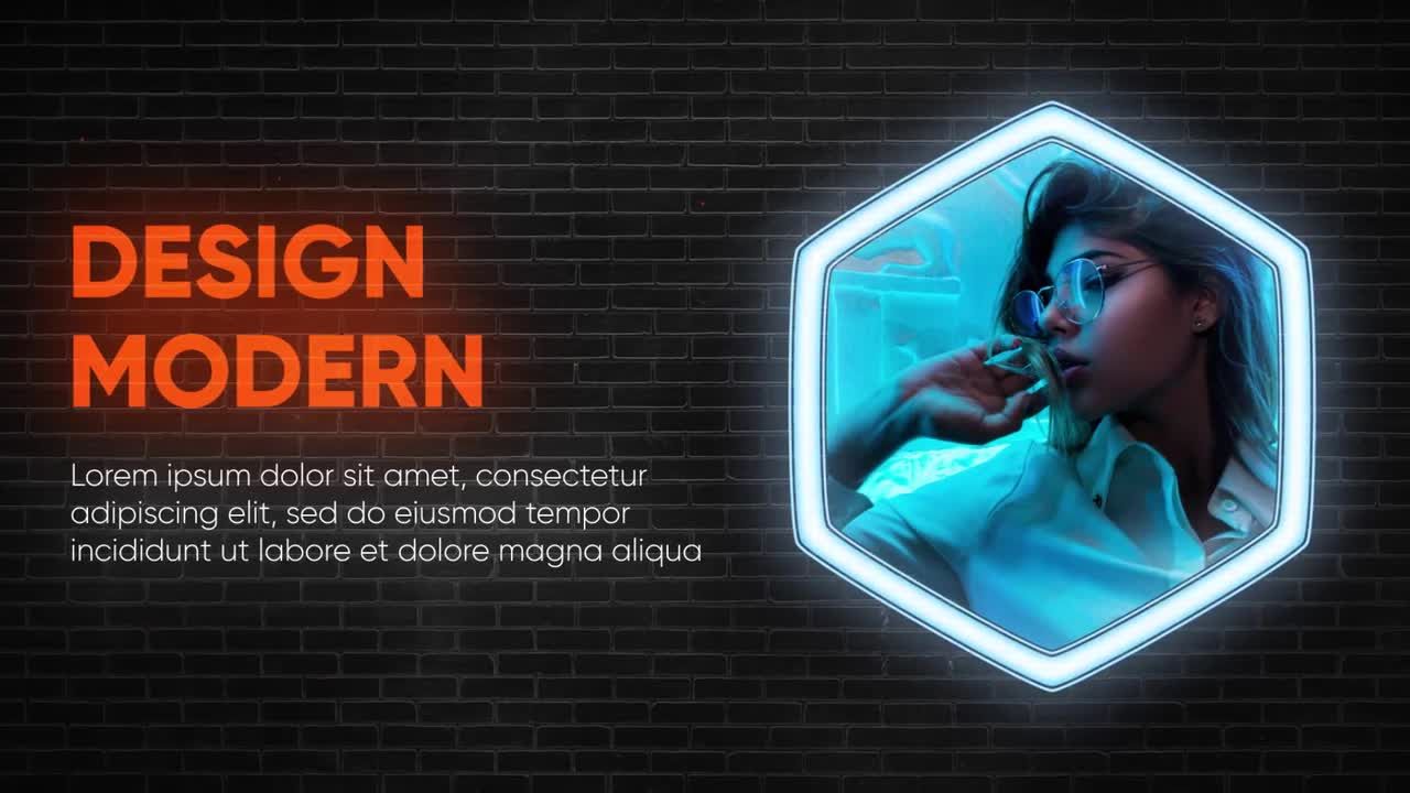 黑墙霓虹灯幻灯片素材库精选AE模板