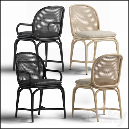 客厅藤编靠背椅扶手凉椅素材之家精选3D模型