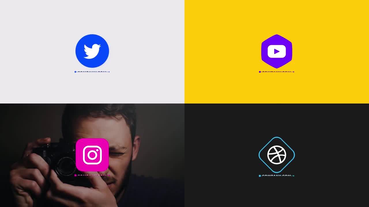 4个干净的徽标素材库精选AE模板