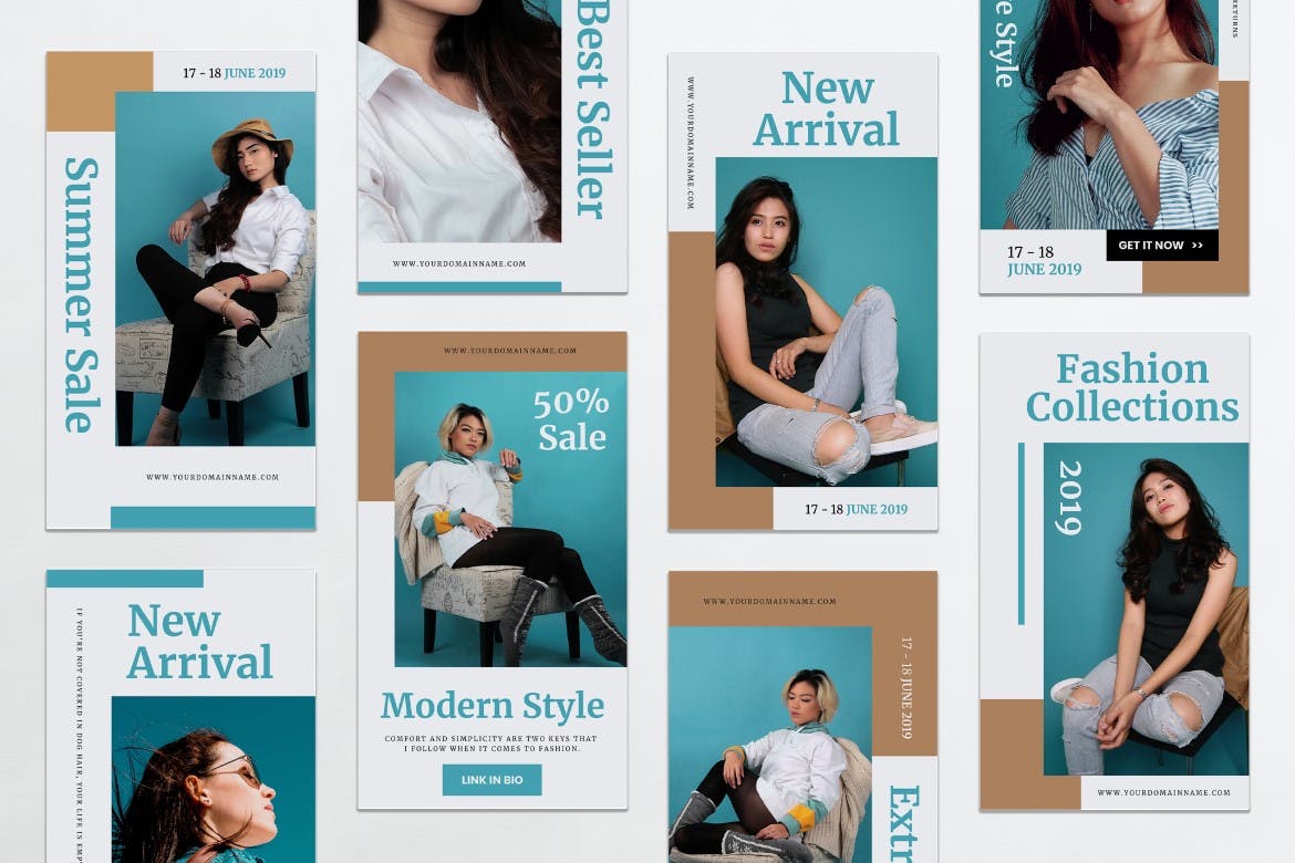 优雅别致时尚Instagram社交品牌故事PSD&AI模板素材库精选 Elegant Chic Fashion Instagram Stories PSD & AI插图(3)