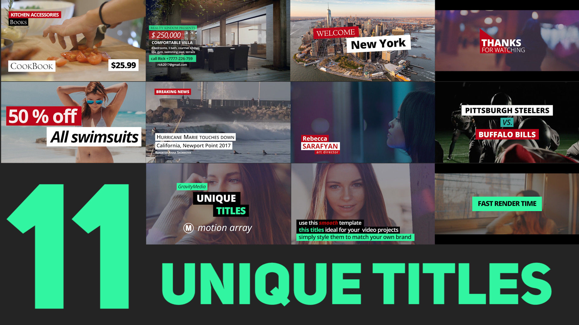 11整洁优雅独特的标题动画素材库推荐PR模板