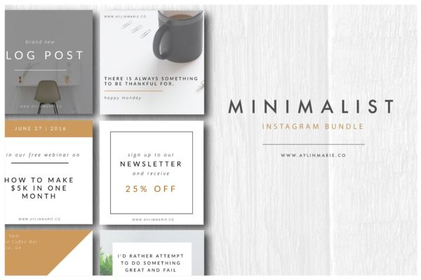 极简主义Instagram贴图素材合集 The Blogger – Minimal Instagram Pack