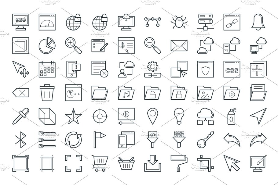 150+互联网技术开发＆软件设计极简线条图标 150+ Design and Development Icon插图(2)