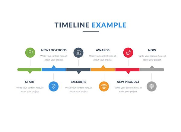 免费幻灯片模版之精美大方的时间轴设计