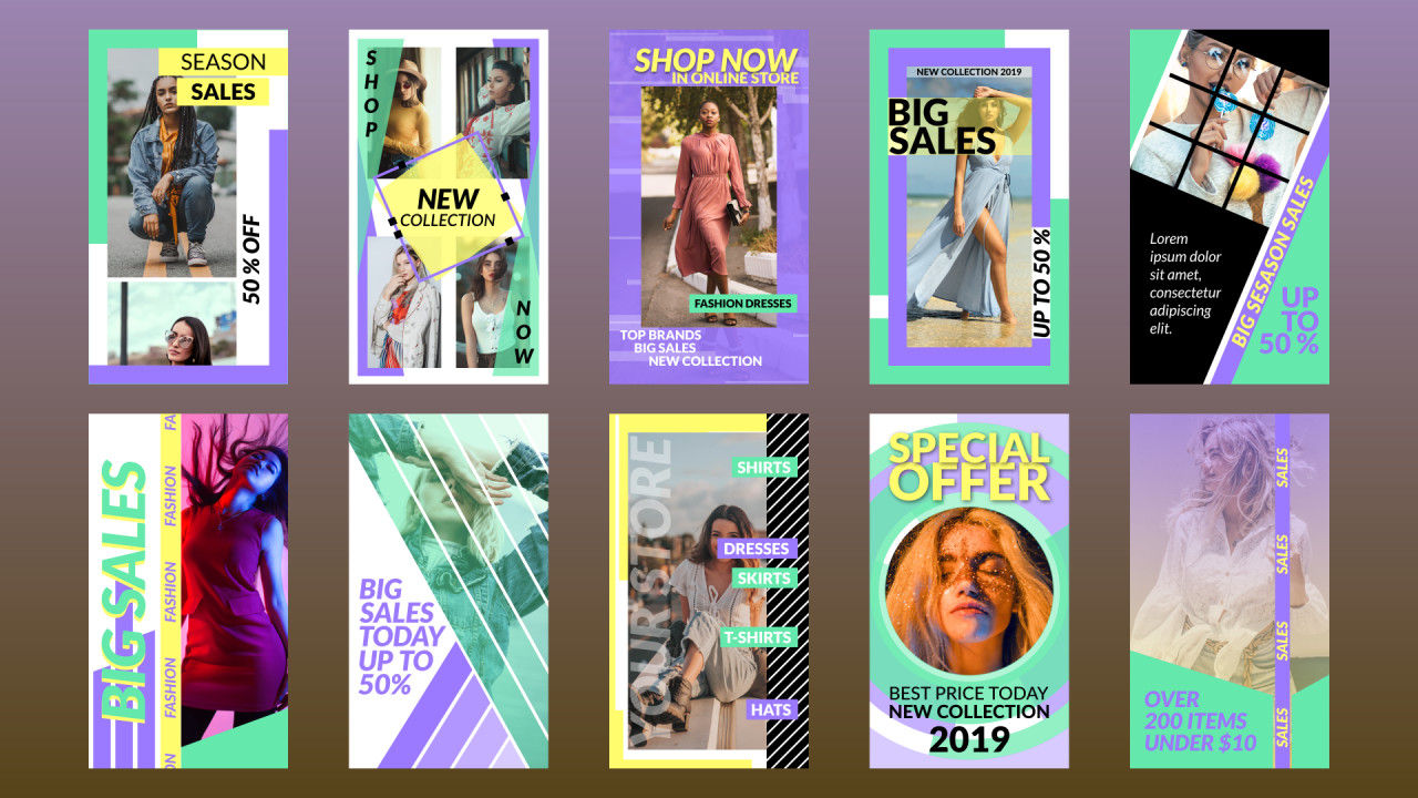 时尚社交媒体网络竖屏宣传片特效素材库精选AE模板