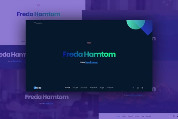 个人简历/作品集HTML模板素材库精选 Freda Personal Resume / Portfolio / HTML Templete
