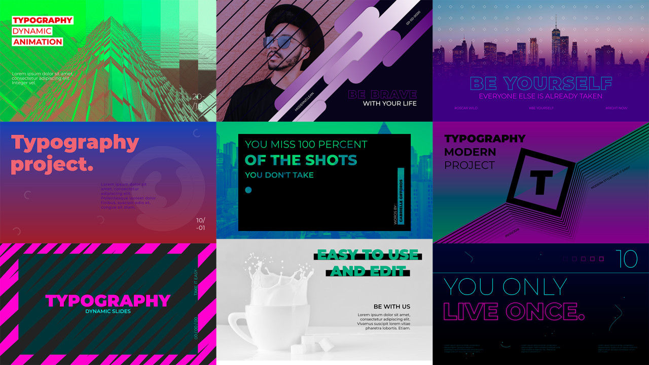 现代条纹版式动画转场特效素材库精选AE模板