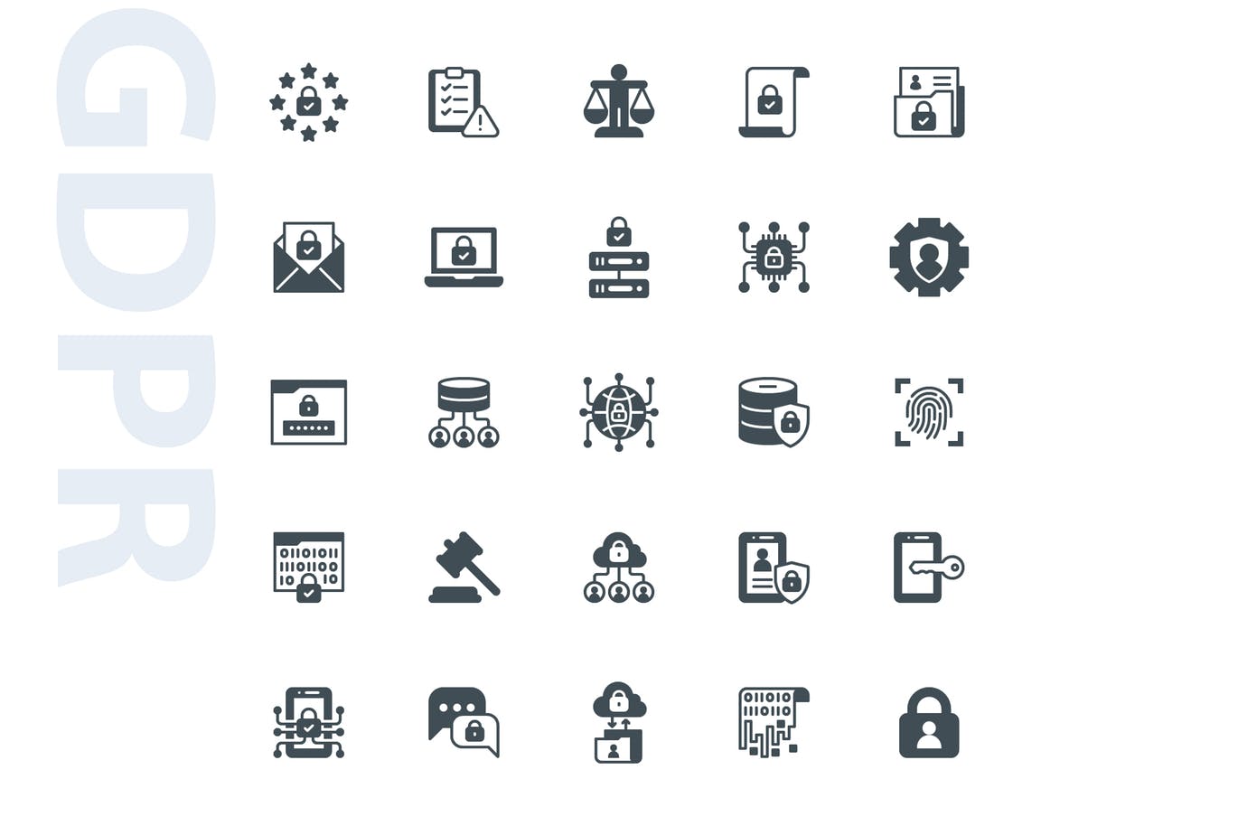 25枚GDPR通用数据保护条例主题Glyph风格素材库精选图标 GDPR Glyph插图(3)