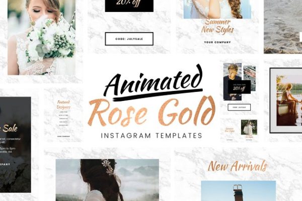 动态黄金配色Instagram模板素材库精选 Animated Gold Instagram Templates