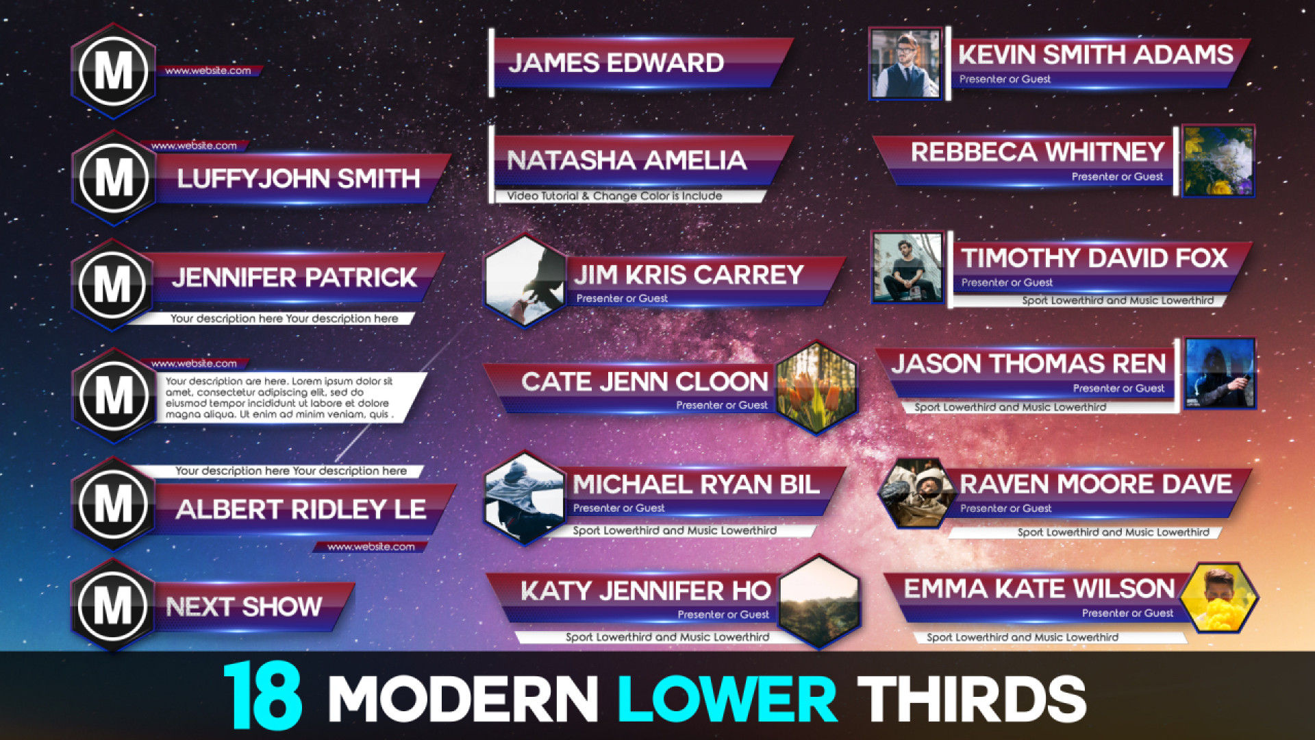 18个酷炫外观下三分之一动画素材库精选AE模板