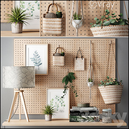 室内装饰品台灯画框摆件植物素材之家精选3D模型