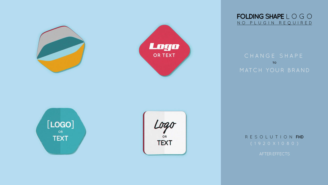 折叠形状徽标显示素材库精选AE模板