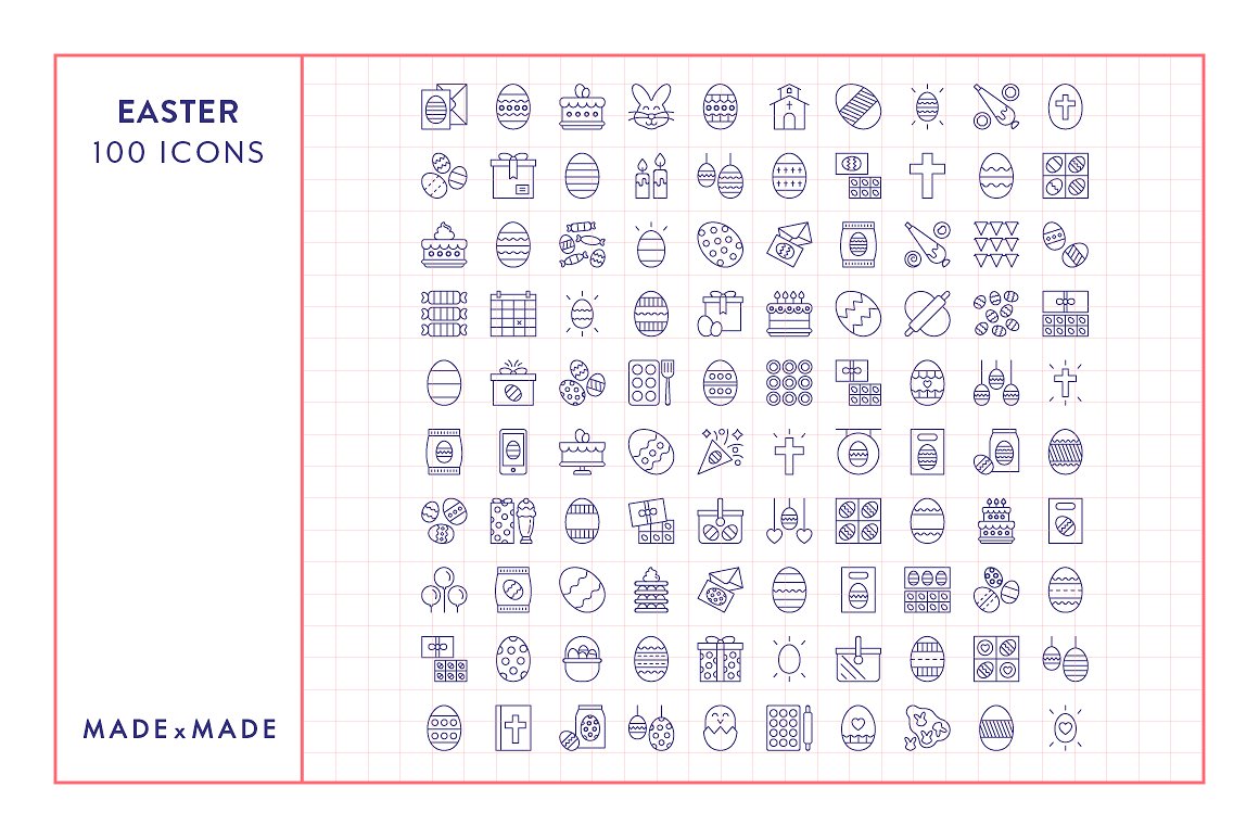 100个复活节线形矢量图标下载[ai,eps,pdf,svg,png]插图(6)