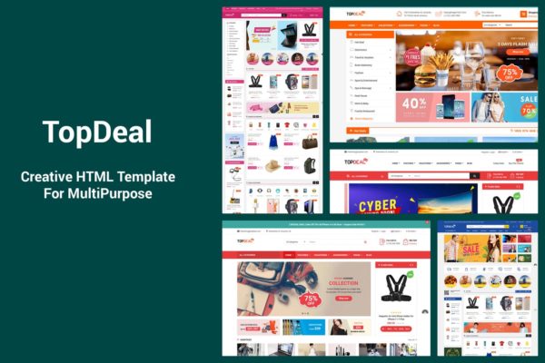 响应式设计风格多用途网上商城HTML模板素材库精选 TopDeal – Responsive MultiPurpose HTML Template