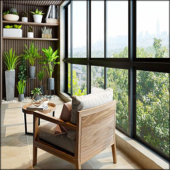 现代阳台盆栽休闲椅素材之家精选3D模型