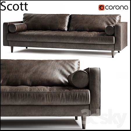 皮质双人沙发素材之家精选3D模型