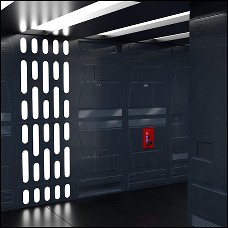 科幻走廊硬面科幻零件墙壁细节素材之家精选3D模型