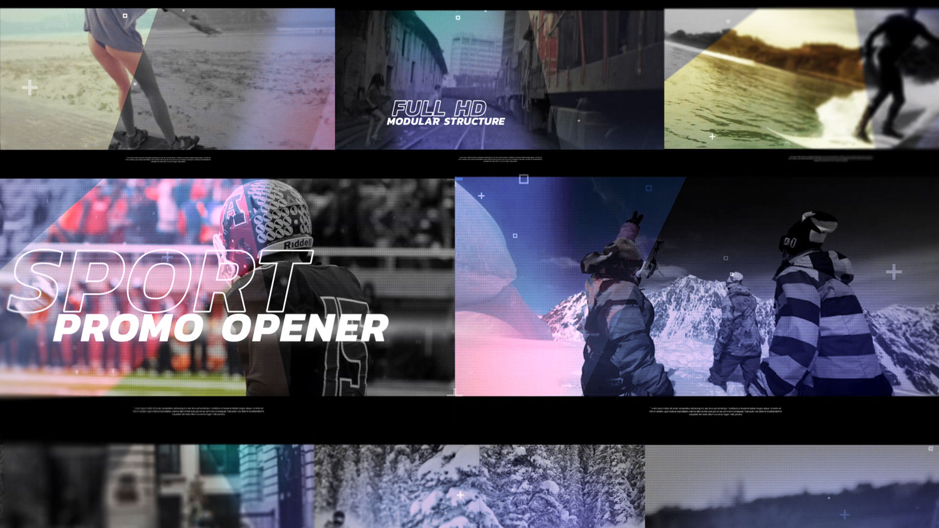 酷炫的图形叠加和漏光效果的体育节目预告片素材库推荐PR模板